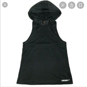 GYMSHARK BLACK SLEEVELESS HOODIE TANK